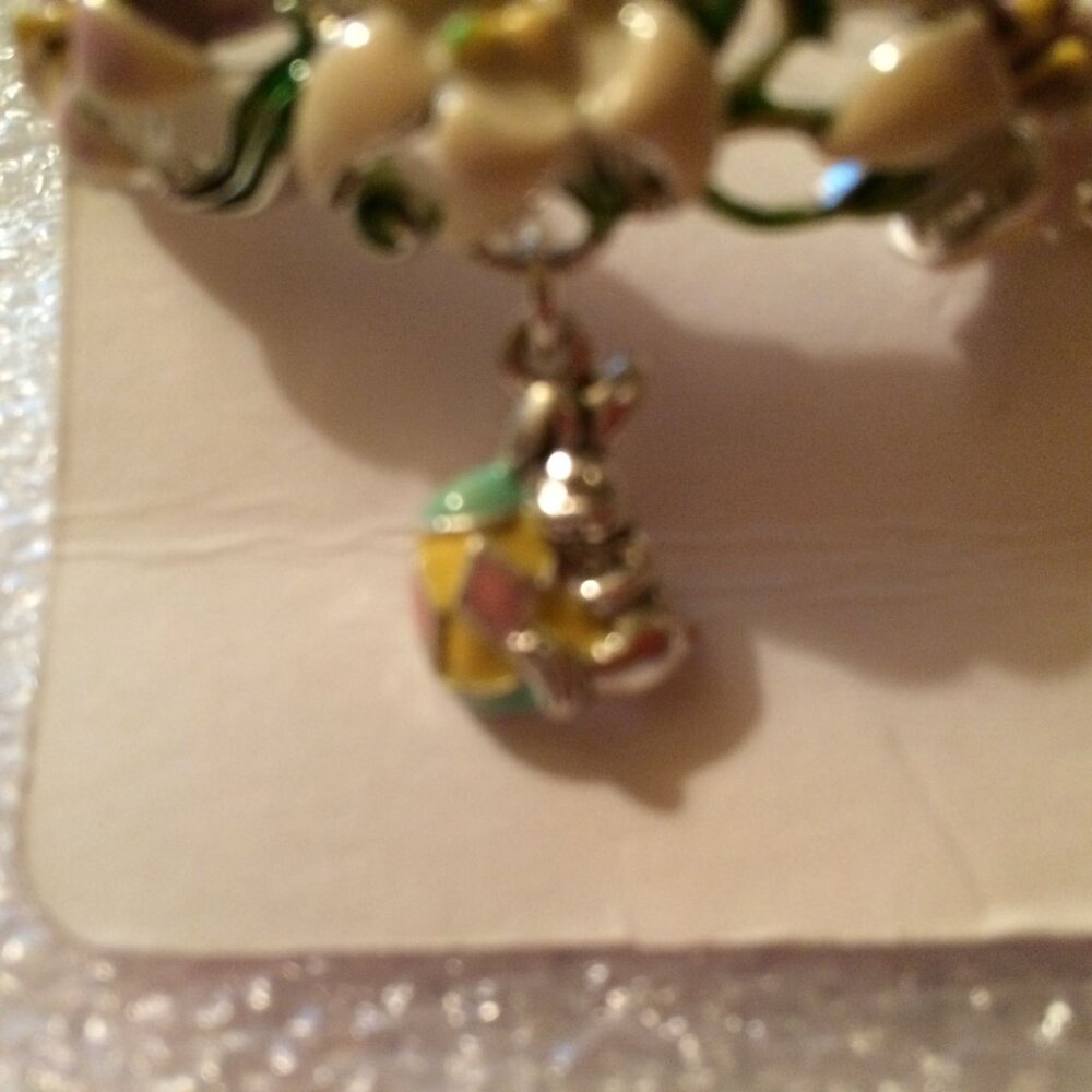 EASTER - 1990s Happy Easter Enameled Metal Stretch Charm Bracelet (NWT) - Picture 6 of 8